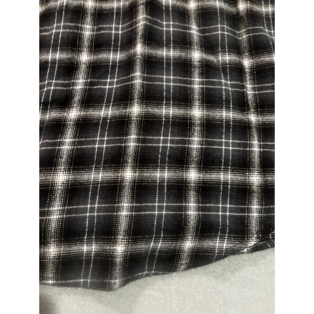 Wrangler Western Wrancher Pearl Snap Shirt Mens Med Plaid long sleeve Black Gray - Picture 9 of 11